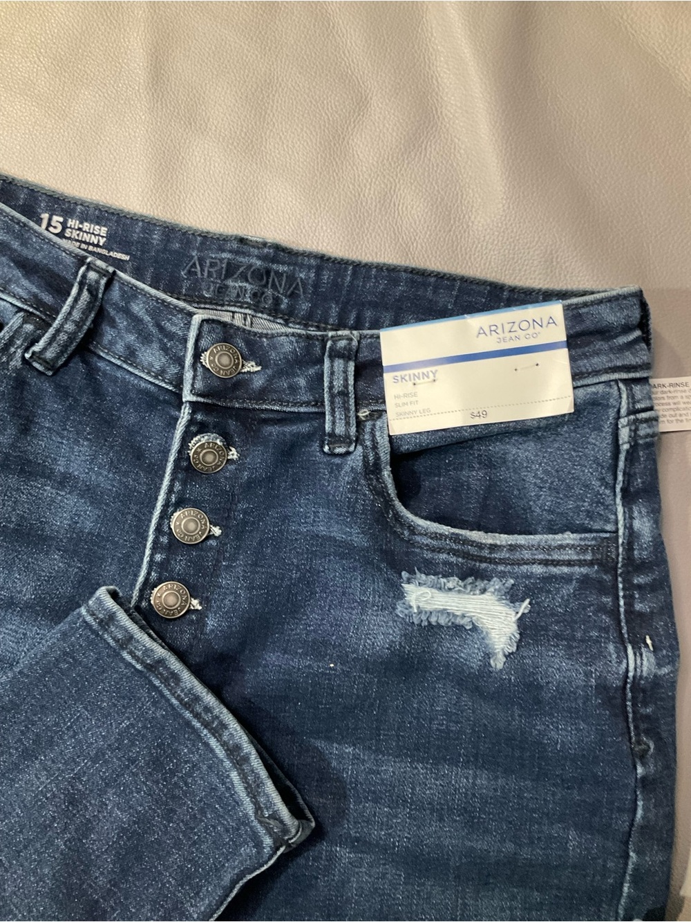 Arizona Jean Company Indigo High-Rise Skinny Jeans with Button-Fly